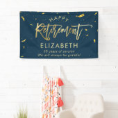 Moderne Chic Script Elegant Gold Happy Retirement Spandoek (Insitu)