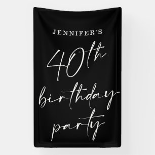 Moderne Chic Script Fortieth 40th Birthday Party Spandoek