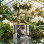 Moderne chic script hart trouwfoto bedankkaart