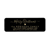 Moderne Chic Script Kerstmis-terugzendadreslabel Etiket (Voorkant)