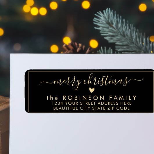 Moderne Chic Script Kerstmis-terugzendadreslabel Etiket