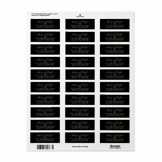 Moderne Chic Script Kerstmis-terugzendadreslabel Etiket (Full Sheet)
