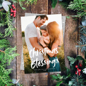 Moderne chic script Kerstwensen één foto Feestdagenkaart