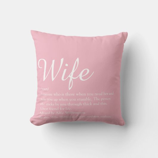 Moderne Chic Script Meisjesachtige Roze Fun Vrouw  Kussen (Voorkant)