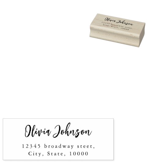 Moderne Chic Script Minimalist adres rubber stempe Rubberstempel (Gestempeld)