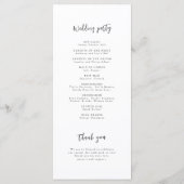 Moderne Chic Script Minimalist Wedding Program Programma (Achterkant)