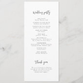 Moderne Chic Script Minimalist Wedding Program Programma (Achterkant)