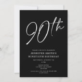 Moderne Chic Script Ninetieth 90th Birthday Party Kaart (Voorkant)