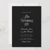 Moderne Chic Script Zwart Elegant Trouwen Kaart (Voorkant)
