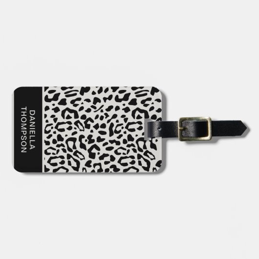 Moderne Chic Snow Leopard Print Pattern-reis Bagagelabel (Voorkant horizontaal)