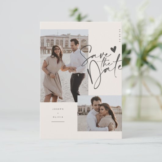 Moderne Chic Statement Save The Date Foto Kaart (Staand voorkant)