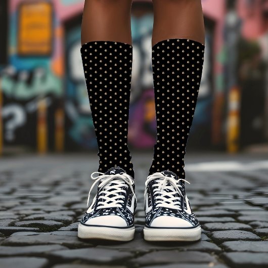 Moderne Chic Stippenpatroon Luxe Goud & Zwart Sokken