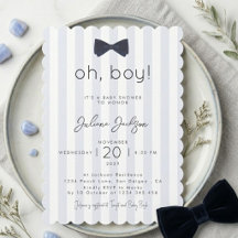 Moderne Chic Stofblauw Oh Boy Strik Baby Shower