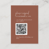 Moderne Chic Terracotta Roest QR Code RSVP Informatiekaartje (Voorkant)