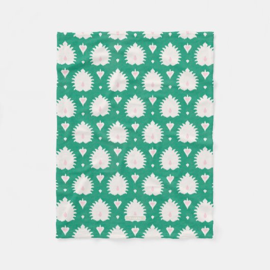 Moderne chic textured green roze ikat patroon fleece deken (Voorkant)