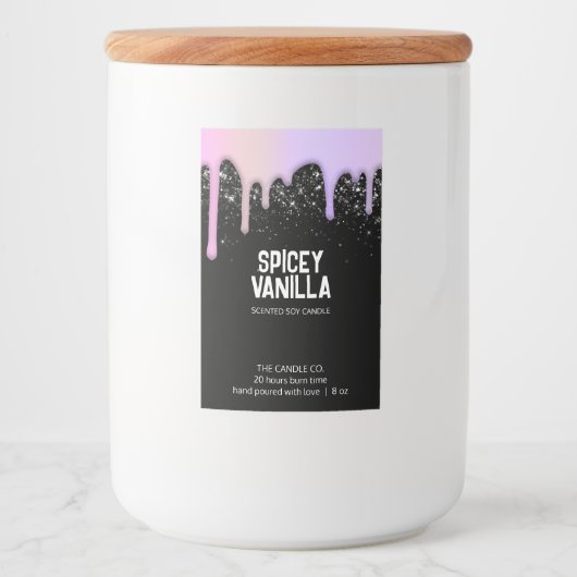 Moderne chic Trendy roze Paarse driften kaarseneti Voedselcontainer Etiket (Voorkant)