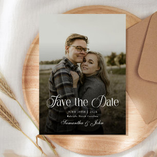 Moderne Chic Typografie Zwart en Wit Foto Save The Date