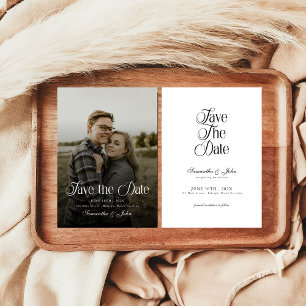 Moderne Chic Typografie Zwart en Wit Foto Save The Date