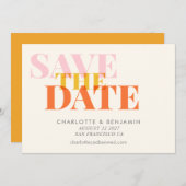 Moderne Chic Typography Art | zomergeel Save The Date (Voorkant / Achterkant)