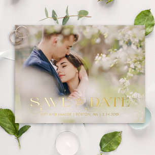 Moderne Chic Typography Photo Save the Date Folie Uitnodiging Briefkaart