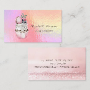 Moderne Chic Waterverf Macaron Holografisch Visitekaartje