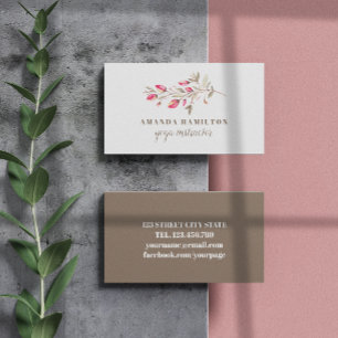 Moderne Chic Waterverf wild beadow roze bloemen Visitekaartje