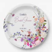 Moderne chic wilde bloemen script bruidsmeisjesfee papieren bordje (Voorkant)