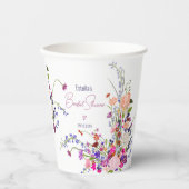 Moderne chic wilde bloemen script bruidsshower papieren bekers (Voorkant)