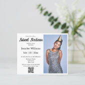 moderne chic zoete zestien qr code foto-uitnodigin (Staand voorkant)