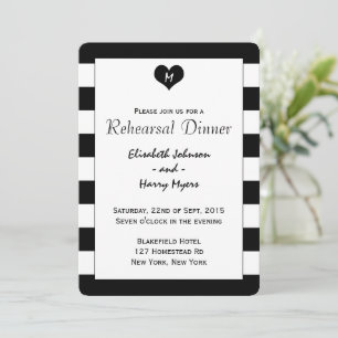 Moderne Chic Zwart & Wit Proefbruiloft Diner Kaart