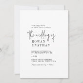 Moderne Chic Zwart-Wit QR Code Foto Bruiloft Kaart (Voorkant)