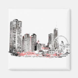 Moderne Chicago Skyline Magneet
