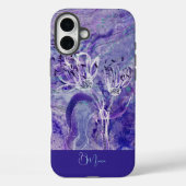 Moderne Chick Girly Paarse Bloemen Marmer Case-Mate iPhone Case (Achterkant)