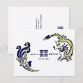 Moderne Chinese Draak-Fenix Trouwuitnodiging Kaart (Voorkant / Achterkant)