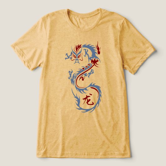 Moderne Chinese draak Tri-Blend Shirt (Design voorkant)