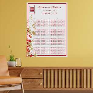 Moderne Chinese Trouwstoelindeling met Bamboe Blad Poster