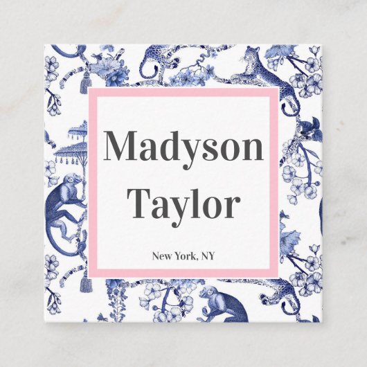 Moderne Chinoiserie Custom Typography Vierkante Visitekaartje (Voorkant)