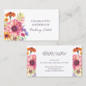 Moderne chique Boheemse Waterverf Boho Florals Visitekaartje (Voorkant / Achterkant)