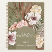 Moderne chique Boheemse Waterverf Florals Foto Boo Planner (Voorkant)