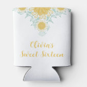 Moderne chique Boho bloemig zoet 16 verjaardagsfee Blikjeskoeler (Achterkant)