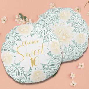 Moderne chique Boho bloemig zoet 16 verjaardagsfee Rond Kussen