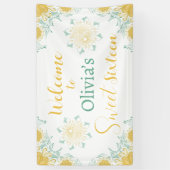 Moderne chique Boho bloemig zoet 16 verjaardagsfee Spandoek (Verticaal)