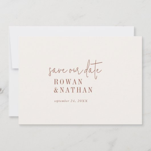 Moderne chique Boho crème bruiloft Save The Date (Voorkant)