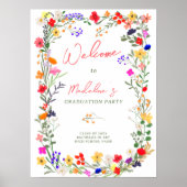 Moderne chique boho wilde bloemen afstuderen welko poster (Voorkant)