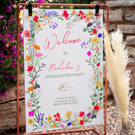 Moderne chique boho wilde bloemen afstuderen welko poster