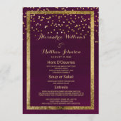 Moderne chique bordeaux gouden confetti Bruiloft M Menu (Voorkant)