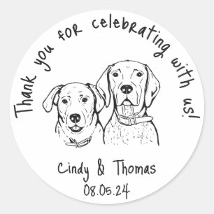 Moderne Chique Custom Grappig Pet Bruiloft Favor Ronde Sticker
