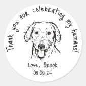 Moderne Chique Custom Grappig Pet Bruiloft Favor Ronde Sticker (Voorkant)
