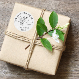 Moderne Chique Custom Grappige Bulldog hond bruilo Ronde Sticker