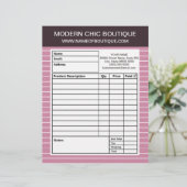 Moderne chique dunne roze strepen boetiek bestelfo custom briefhoofd (Staand voorkant)